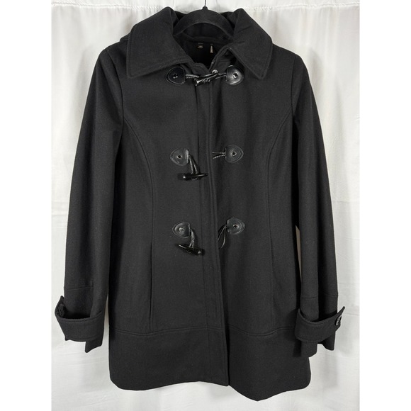 Calvin Klein Jackets & Blazers - Calvin Klein Womens Black Wool Blend Hooded Toggle Coat Jacket XS